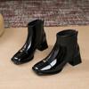 Fashion 2024 High Quality Vintage Brown Women Ankle Boots Fashion Elegant Back Zippers Autumn Winter Square Heel Laides Booties