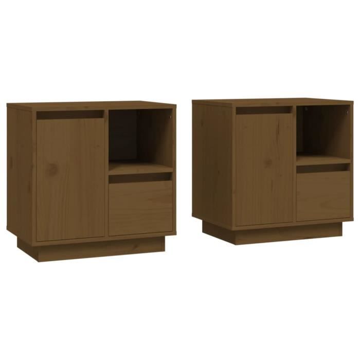 VidaXL Bedside Tables 2pcs Honey Brown 50x34x50cm Solid Pine Wood 814486