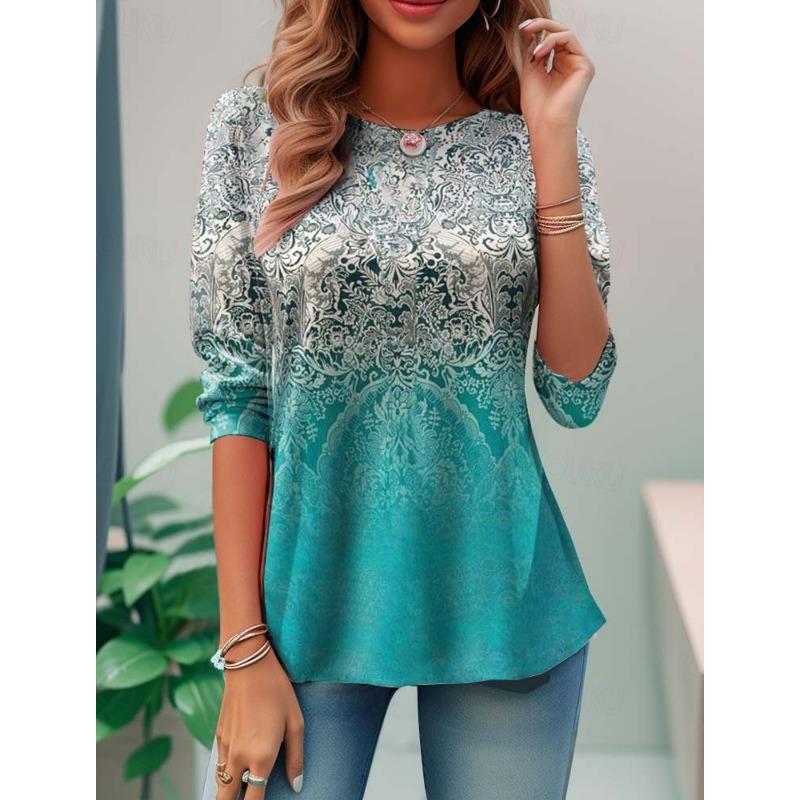 Женская футболка с 3D-принтом, милым принтом лепестков стрекозы, повседневная футболка с длинным рукавом и круглым вырезом, стандартный топ, повседневный принт, розовая весенняя футболка