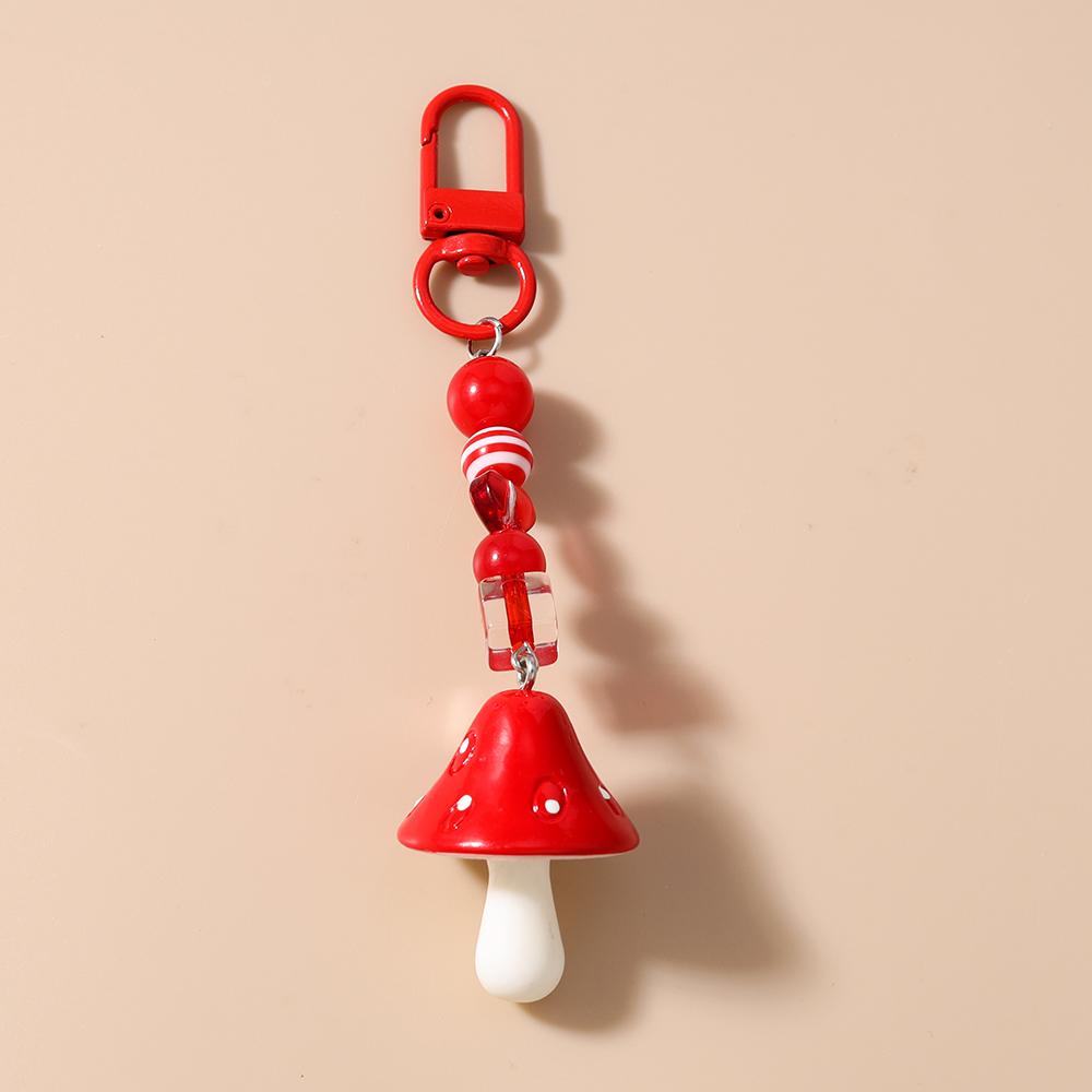 Cute 3D Simulation Mushroom Keychain Women Girls Handmade Beaded Key Ring Pendants for Handbag Charm DIY Key Chain Jewelry Gifts