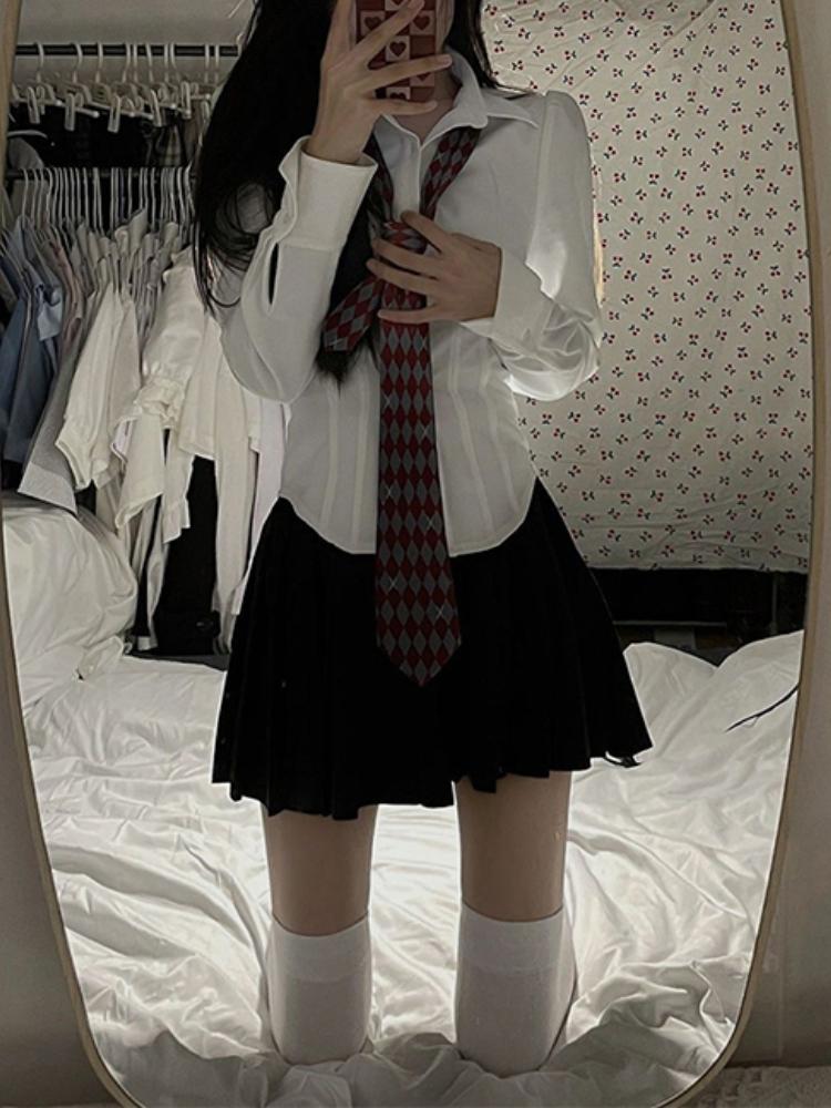 Осенние Y2K белые сексуальные рубашки женские уличные туники с длинным рукавом топы для студентов Jk Preppy корейская мода тонкие универсальные блузки новые