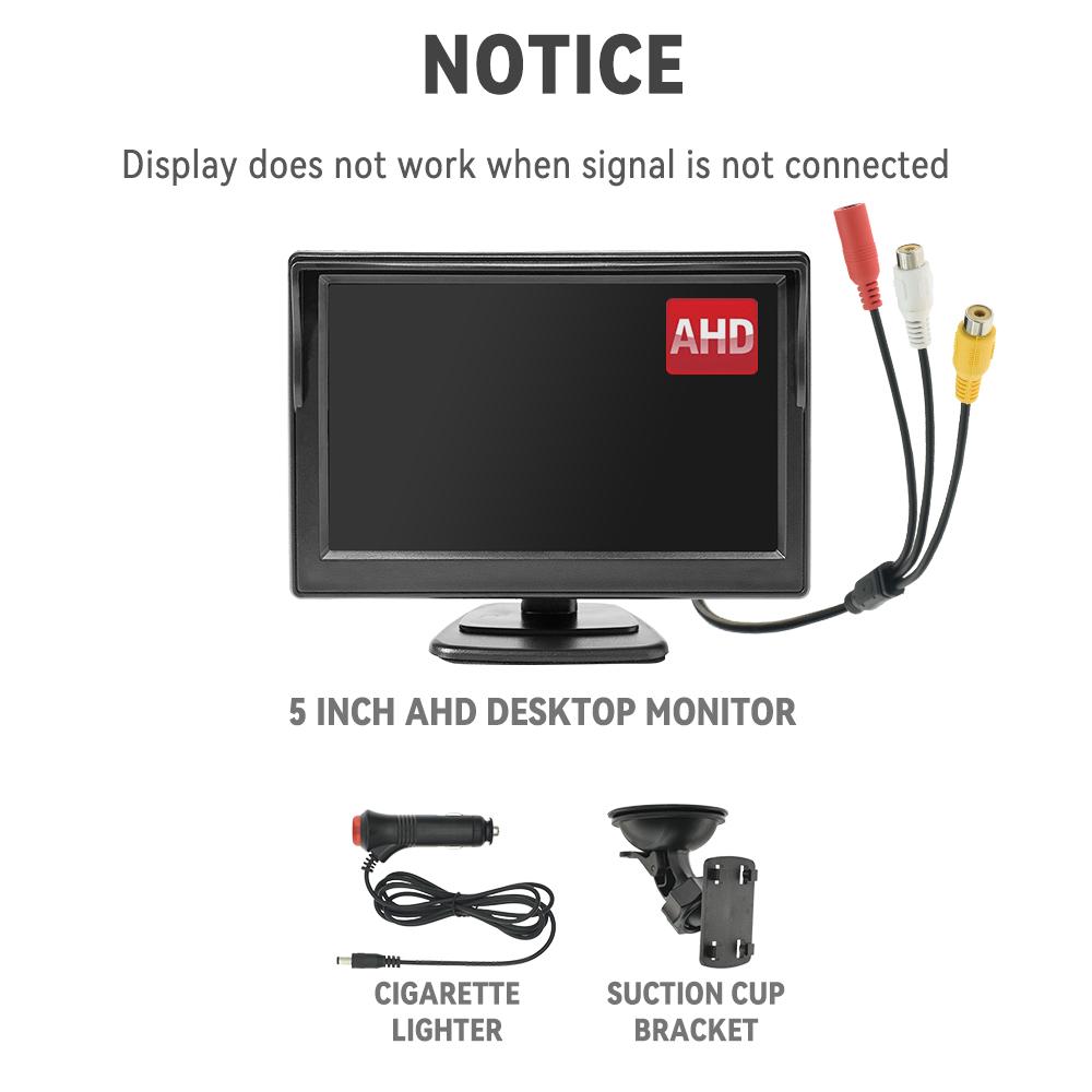 KTYDKP 5 Inch Car AHD Monitor Screen with 2 Way Video Input 5" TFT Display for Rear View Camera Vehicle Parking Reverse Backup