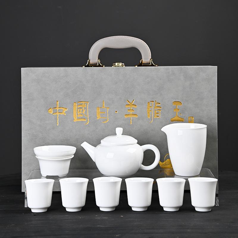 Чайный сервиз из белого фарфора «Сует», чайник, набор для кунг-фу, полный набор домашних чашек для заваривания чая