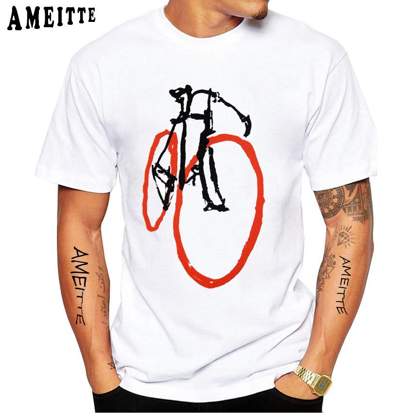 Fashion Illustrated Retro Bicycle Cycling Motivation Racing Team Print T Shirt Men T Shirt Bicyles Sport