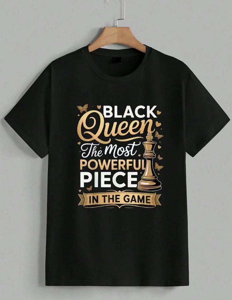 Black Queen Chess Piece Graphic T-Shirt Empowerment African Pride Unisex