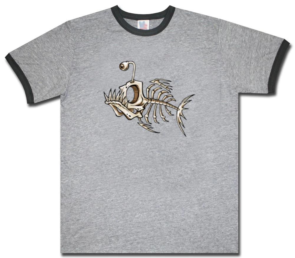 Fish Bones t-shirt bone fish skeleton fishing gray men's ringer shirt t-shirt