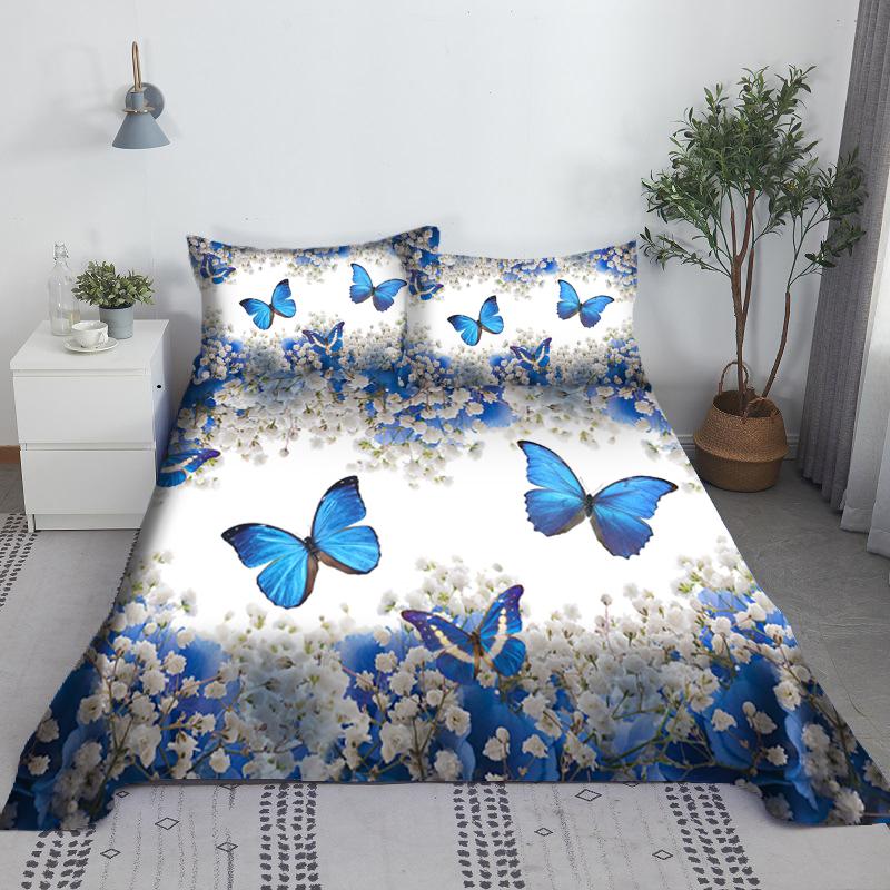 Красочный комплект постельного белья с бабочками Мягкая простыня 3D постельное белье Цифровая печать Постельное белье размера «Квин» Модный дизайн