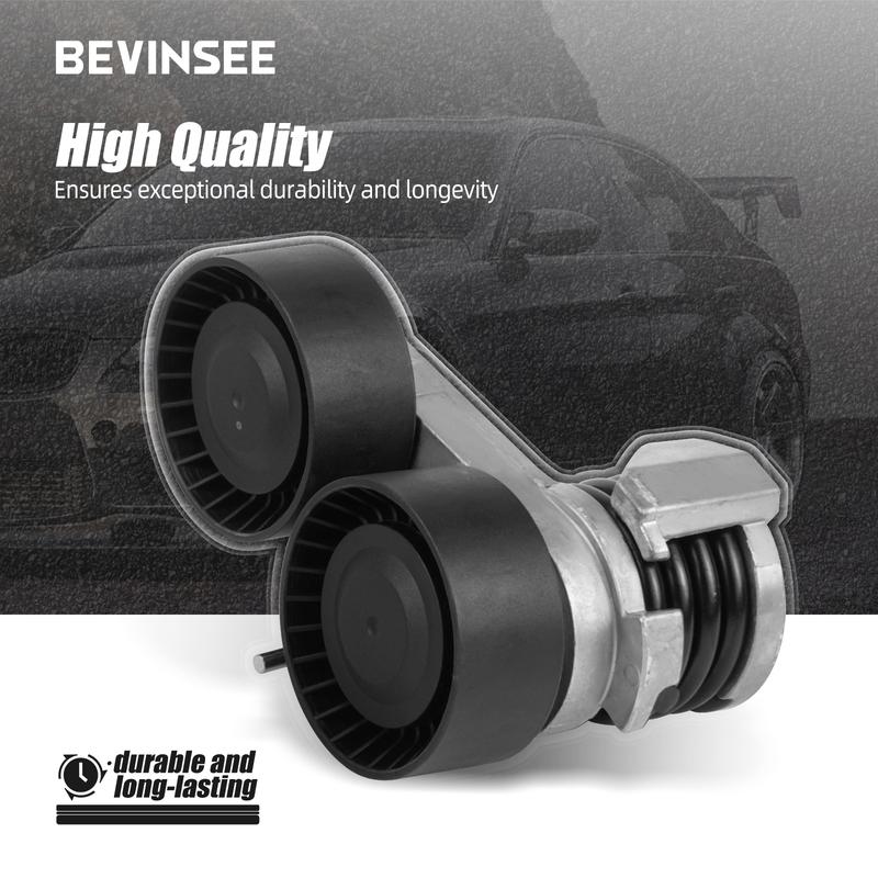 BEVINSEE Serpentine Drive Belt Pulley Tensioner Kit For BMW E82 E88 E90 E92 E91 E93 N54 Engine 2005-2010