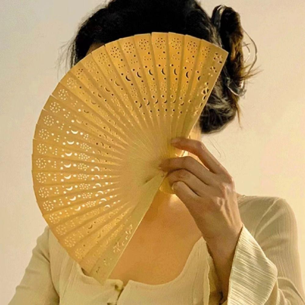 Personalized Hand Held Fan Engraved Chinese Wooden Fan Home Decoration Bamboo Folding Fan Women