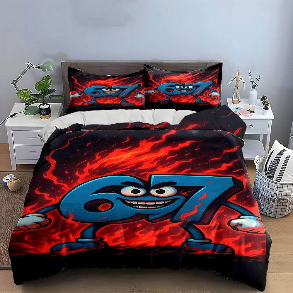 "Cartoon Fiery Number Design" Bedding Duvet Cover Set Duvet Cover Pillowcases (1 * Duvet Cover 2 * Pillowcases, without duvet insert)