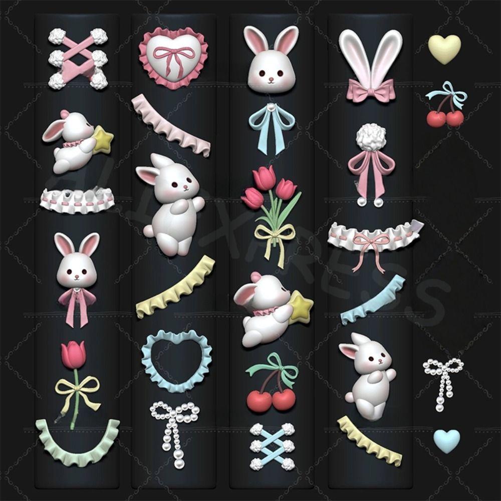 Flower Motif 3D Silicone Nail Mold Lace Bowknot Bunny DIY Nail Template Home Nail Design