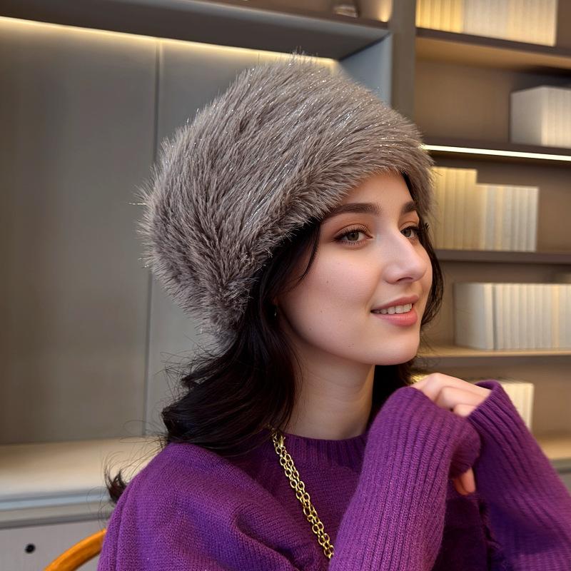 New Imitation Fox Fur Hat Outdoor Warm Ski Hat Winter Warm and Velvet Female