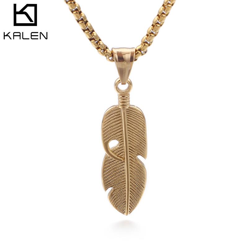 Hip-hop Hollow Retro Titanium Steel Necklace, Trendy Man Stainless Steel Pendant, Feather Necklace