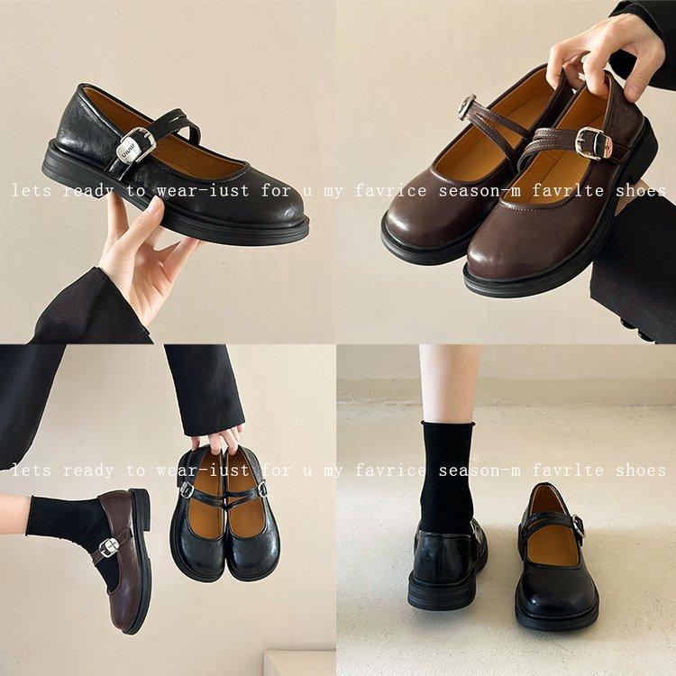 [Yushilai] Japanese platform Mary Jane shoes for women's spring 2025 new fashion muffin versatile one pedal
