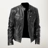 Fashion Men Vintage Cool Motorcycle Leather Jacket Autumn Winter Long Sleeve Jacket Coat Stand Collar Club Bomber Jacket