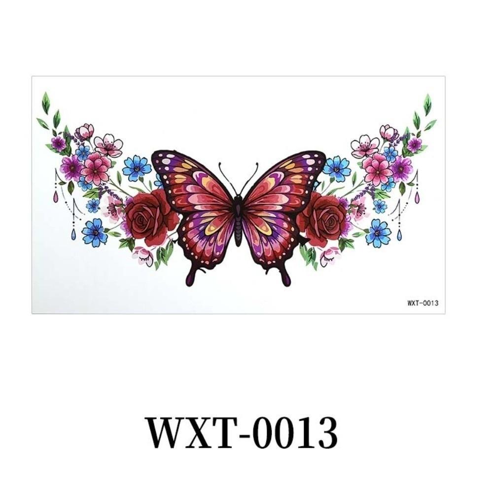 Crown Cross Wing Butterfly Flower Tattoo Stickers 3D Texture Instant Decals Chest Waist Clavicle