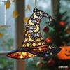 1pc Halloween Witch Hat Window Hanging Acrylic Sun Catchers Hat Shaped with Moon & Floral Pendant Wall Decortions, Four Seasons Decoration