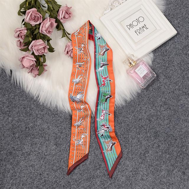 Brand Horse Bag Scarf 2024 New Design Wow Women Luxury 100% Silk Scarf Fashion Headwear Skinny Hair Scarves Neckerchief