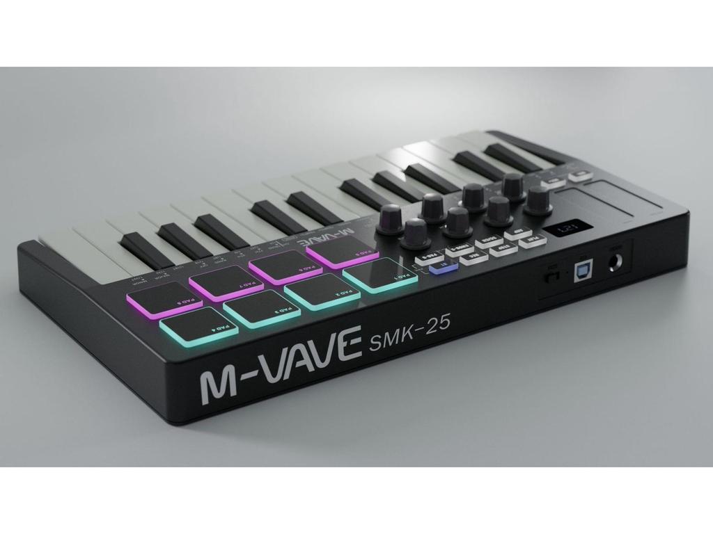 SMK-25 Portable MIDI Keyboard Controller with RGB Drum Pads
