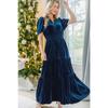 GMXIA Christmas Velvet Dress Short Sleeve Waist Pocket Dress Long Swing Sexy Dress
