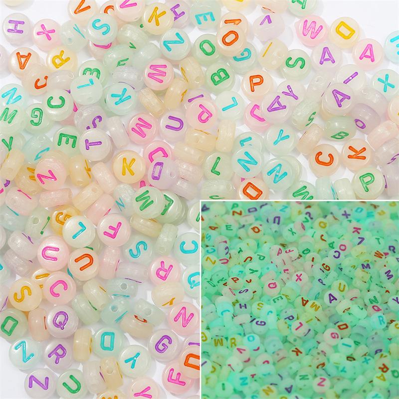 Бусины ручной работы 4*7мм Акриловые россыпные бусины Бусины с алфавитом Плоские бусины Ручная работа DIY Детское раннее образование Изготовление бижутерии Аксессуары Браслет