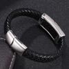 Fashion Men Black Braided Leather Bracelet Chain Stainless Steel Buckle Bangles Jewelry Man Wrist Band Gift