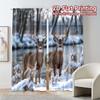 2pcs, 2D FLAT PRINTING Curtains (Without Rod) Winter Stags Popular Contemporary Curtains 100% Polyester Curtains Gifts