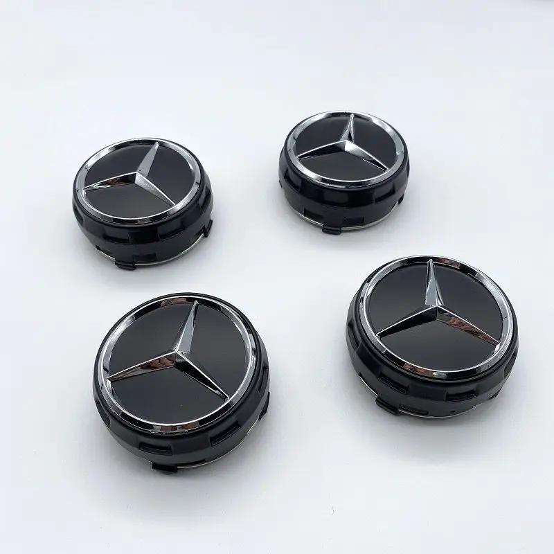 Car Sticker 4pcs 75mm Black Red Raised Car Styling Wheel Center Cap For Mercedes Benz AMG A0004000900