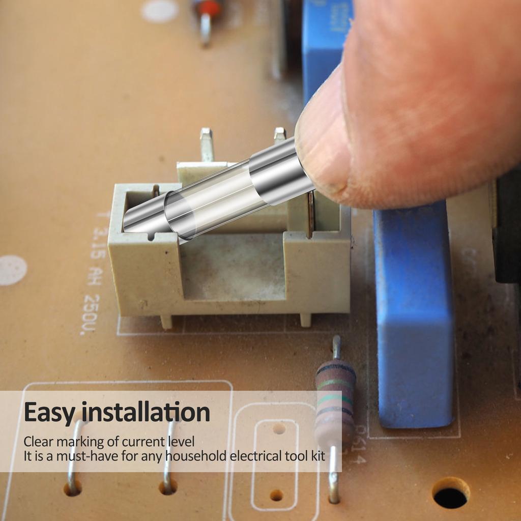 360Pcs Fast Blow Glass Fuses Assortment Kit 24 Values Auto Fuses Assortment Kit 5x20mm  6x30mm Glass Tube Fuses for Power Socket