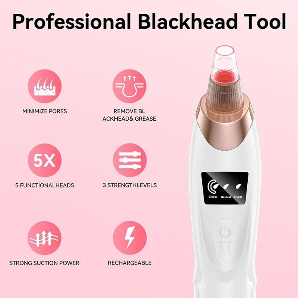 3 Suction Mode Electric Blackhead Remover 5 Suction Heads Face Cleansing Machine  Spot Acne