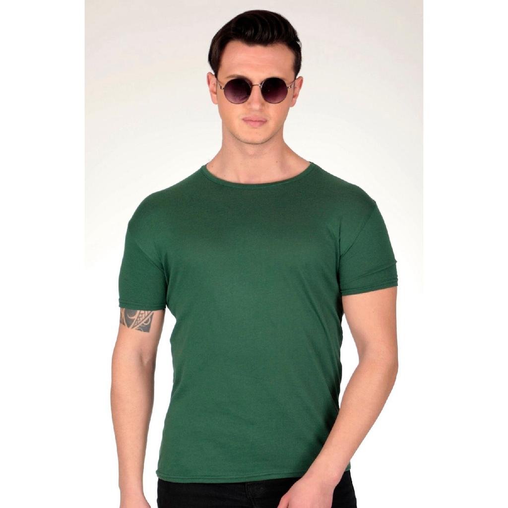 Мужская белая приталенная футболка с круглым вырезом