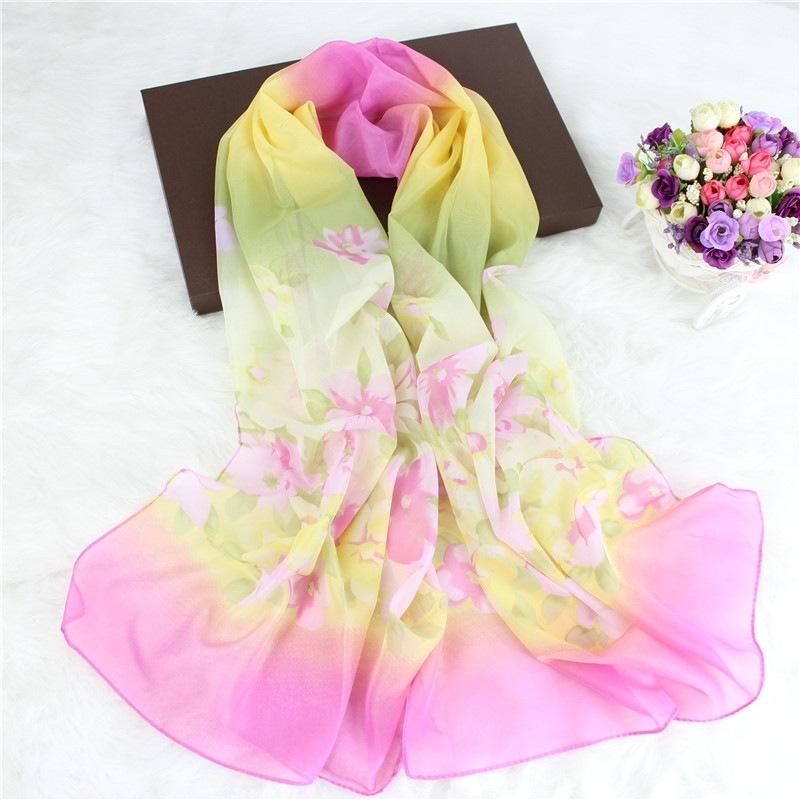 Silk Scarf For Women In Summer Fashionable Shawl Thin And Versatile Spring And Autumn Sand Scarf Long Chiffon Small Strip Scarf