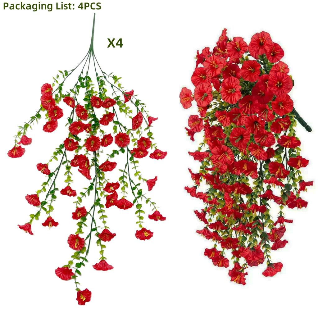 4PCS Hanging Artificial flowers -Eucalyptus Leaves Floral - Fake flowers Indoor/Outdoor Decor Garden -  Durable Plastic Florals