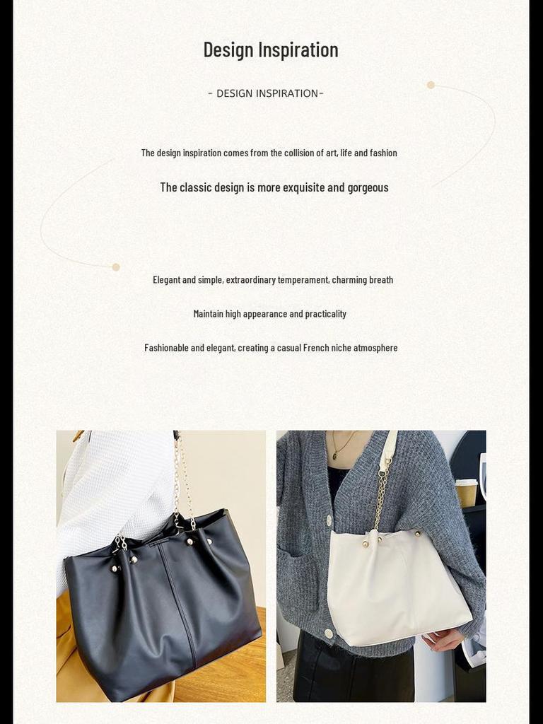 2024 Autumn Women's Trendy PU Large Capacity Chain Tote & Shoulder Bag for Daily Commutes