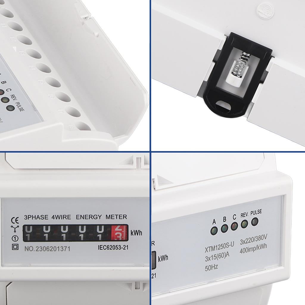 1 pcs 220V 380V Digital 3 phase 4 Wire 7P Din Rail Electric Meter Electronic KWh Meter 15(60)A