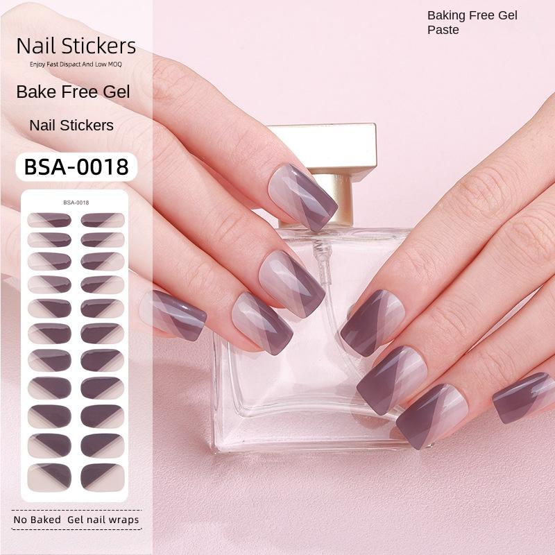 Bake-free Gel Manicure Stickers French Onion Powder Semi-cured Nail Stickers