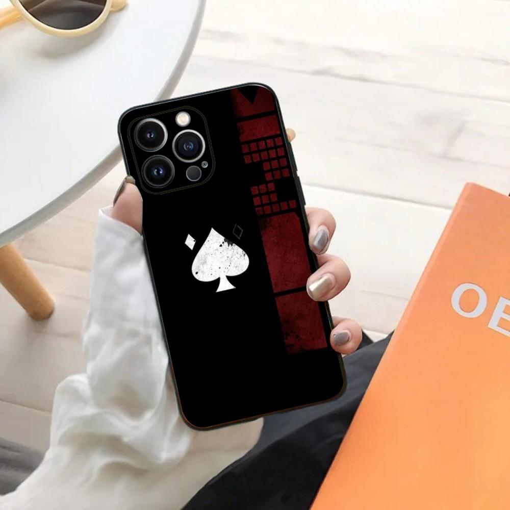 Poker Playing Card Phone Case For iPhone 15,14,13,12,11,Plus,Pro Max,XS,X,XR,SE,Mini,8,7 Soft Silicone Black Cover