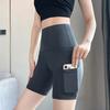 Женские защитные шорты с боковыми карманами, однотонные, высокоэластичные, летние шорты, впитывающие пот, с функцией подъема бедер