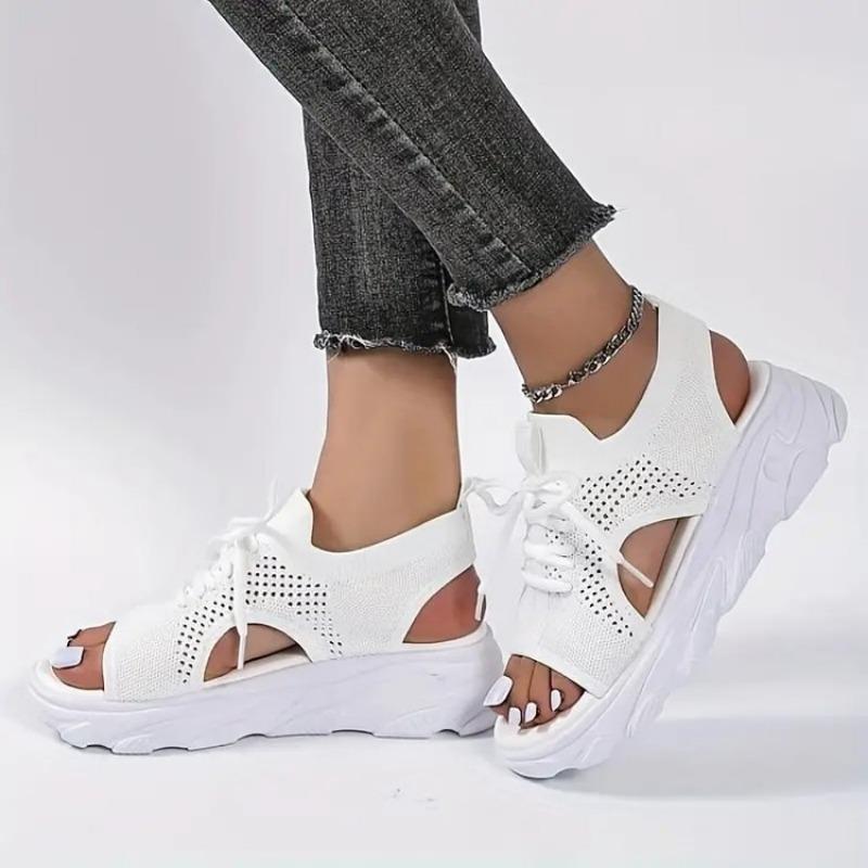 Спортивные сандалии большого размера женские летние новые на толстой подошве, плетеные, с мягкой подошвой, повседневные, полые, пляжные сандалии