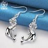 Ювелирные изделия серьги-капли из стерлингового серебра 925 пробы с дельфином AAA и цирконом