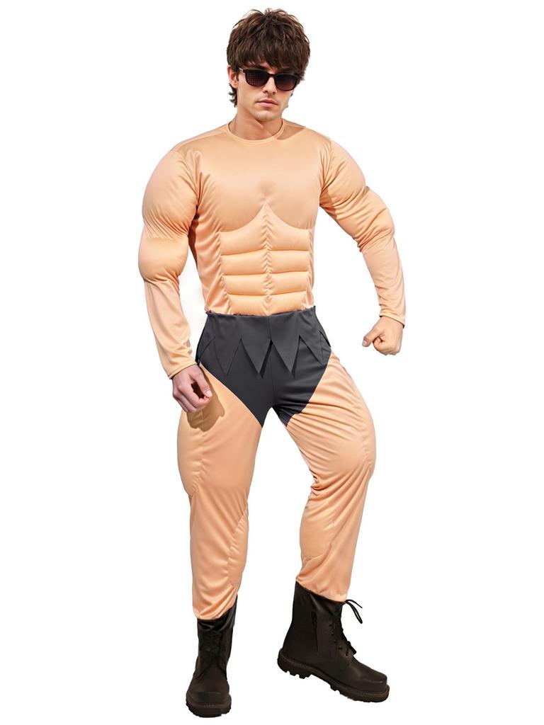 Muscle Man Role Play T-Shirt: Fake Chest & Abs Costume for Boys