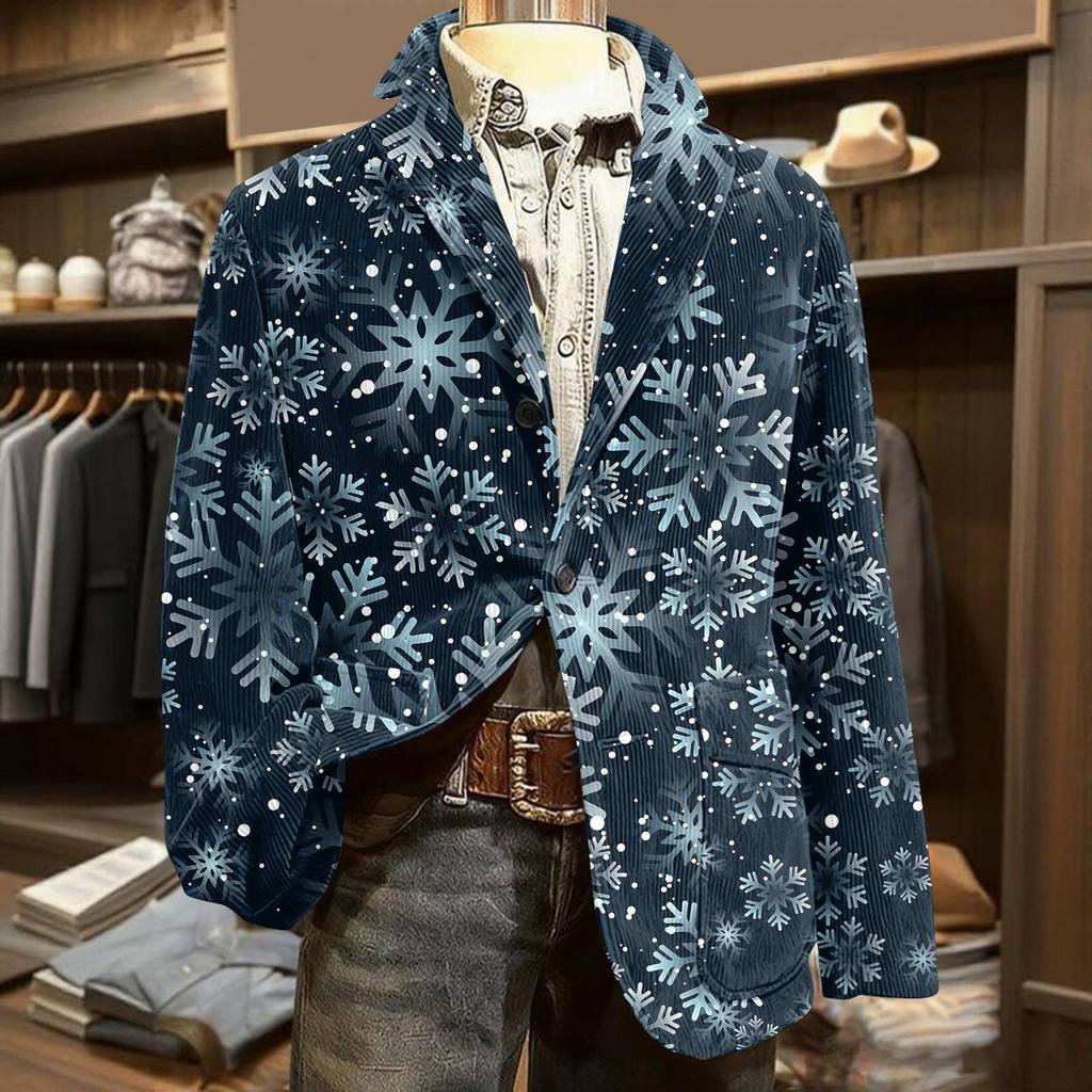 Men's Ugly Christmas Corduroy Warm Pocket Suit Jacket Cardigan Men's Casual Suit