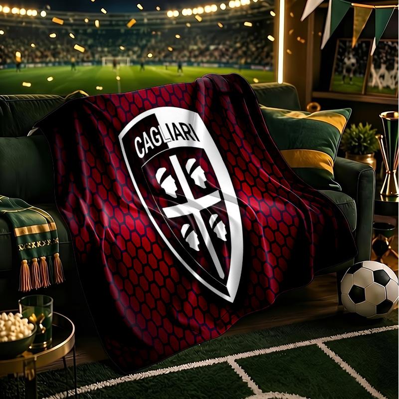 Cagliari Football Club Crest Throws Blanket Flannel Blankets Plush for Couch Bed Gifts for Men Women Travel picnic blanket Christmas fan gifts
