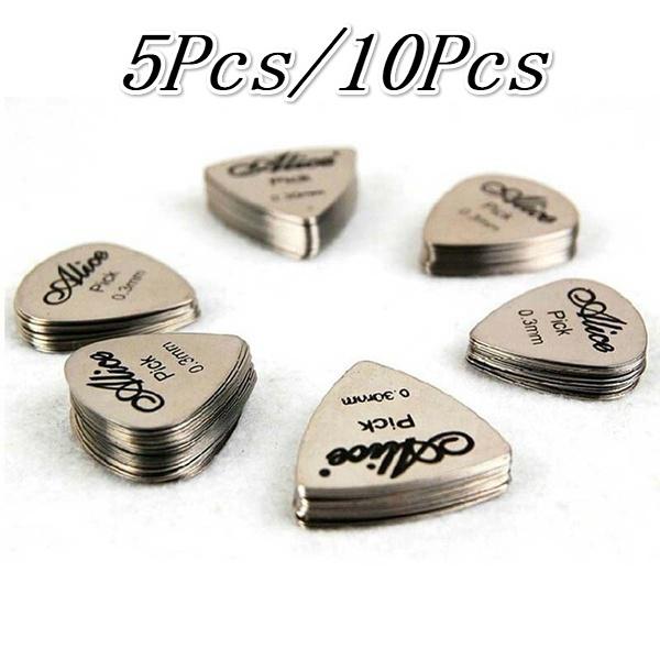 5Pcs Metal Guitar Pick 0.3mm Thin Durable Color Professional Bass Ukelele Guitar Picks