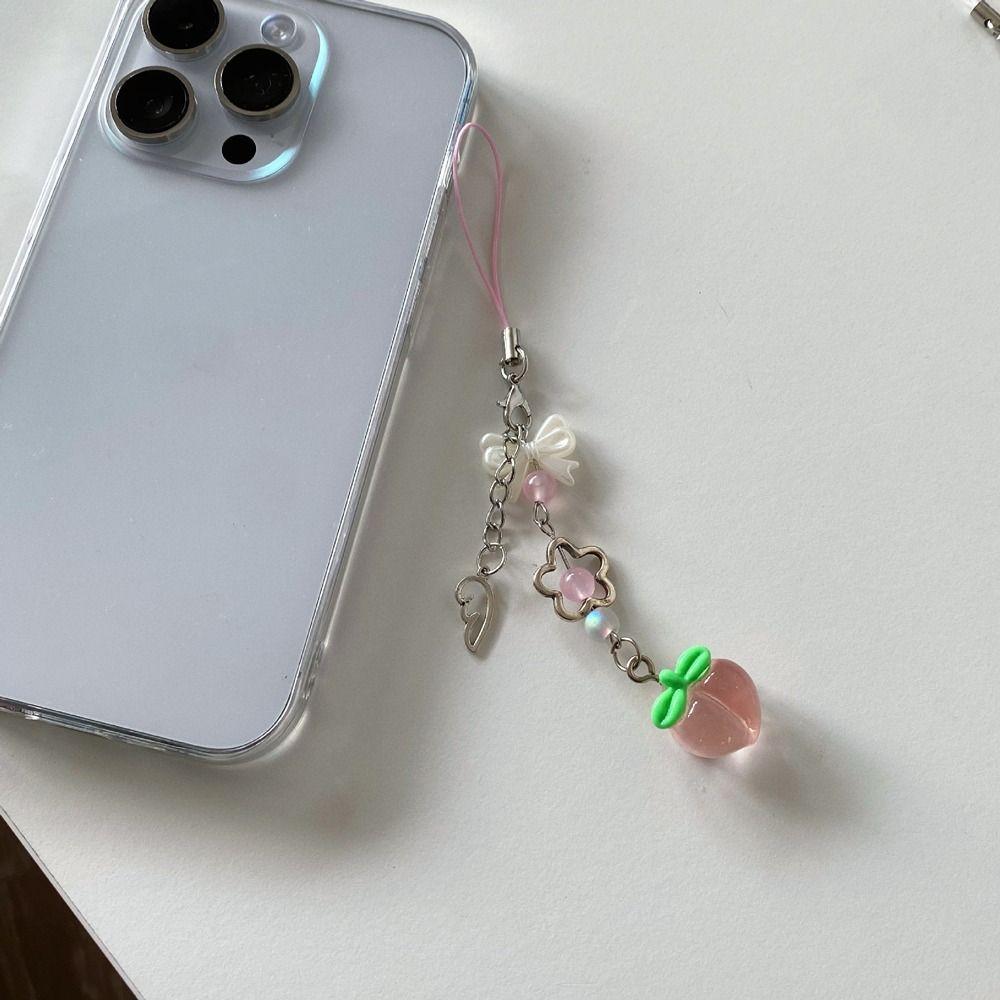 Transparent Strawberry Phone Lanyard Sweet Y2K Phone Strap Charm Fruits Phone Chain Phone Case