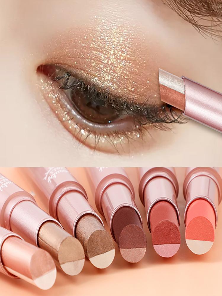 Waterproof Double Eye Shadow Stick - Gradient, Sweat-proof, and Smudge-proof Makeup Tool for Easy and Long-lasting