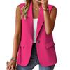 Women's Solid-color  Sleeveless Cardigan Suit Jacket