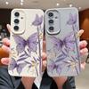 Чехол S26 Ultra Роскошный Позолоченный Фиолетовый Узор Текстура Кожи Мягкий Силиконовый Чехол Для Samsung Galaxy S25 Edge S24 Ultra S23 S22 Plus S21 FE