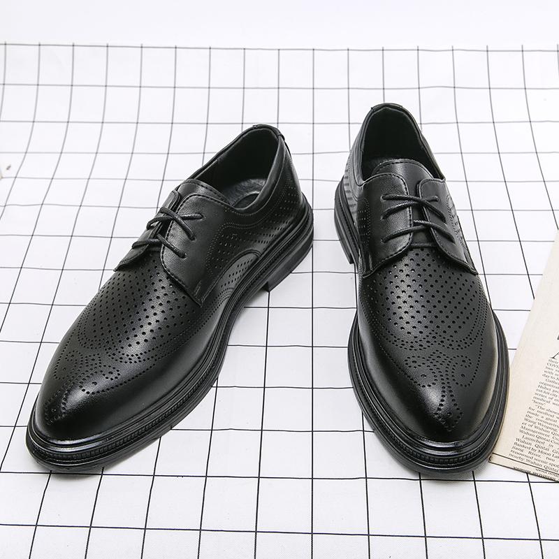 Брендовые мужские туфли-броги, модные деловые туфли из натуральной кожи на плоской подошве, черные дышащие мужские формальные офисные рабочие туфли
