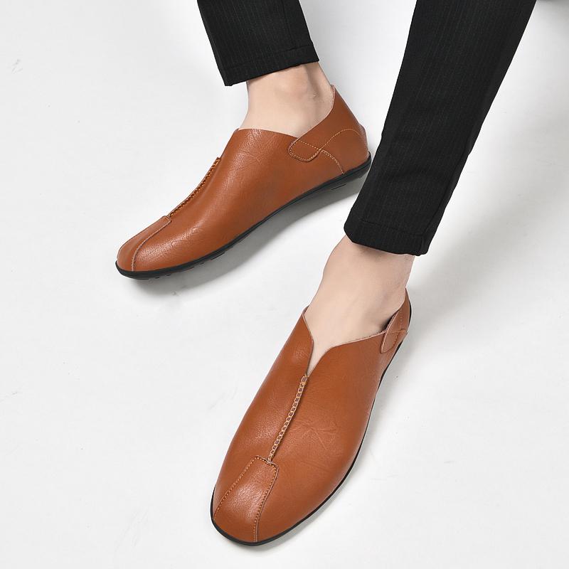 Genuine Leather Men'S Shoe Comfortable Casual Shoes Men Slip On  Flats Summer Driving Shoe For Men Light Fashion Big Size 37-47